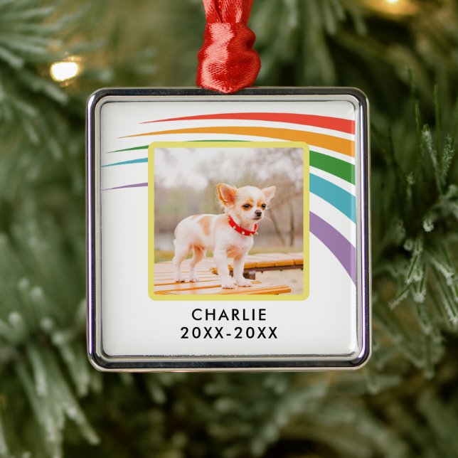 Modern Rainbow Pet Memorial Photo Metal Tree Decoration (Tree)