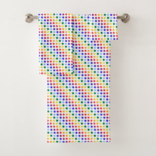 Modern Rainbow Polka Dot Stripes Bath Towel Set