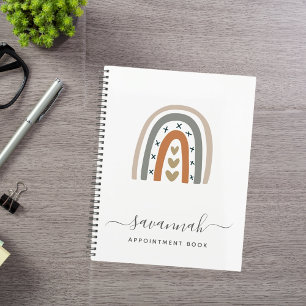 Modern rainbow rose gold grey white monogram 2024 planner