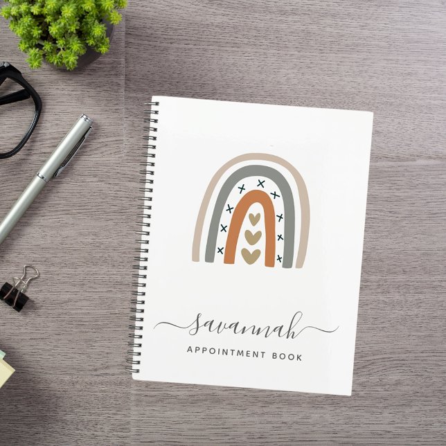 Modern rainbow rose gold grey white monogram 2024 planner (Creator Uploaded)
