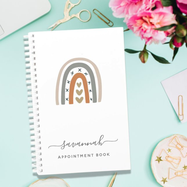 Modern rainbow rose gold grey white monogram name planner (Creator Uploaded)