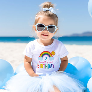 Modern Rainbow Sky Girls Custom Birthday Party Baby T-Shirt