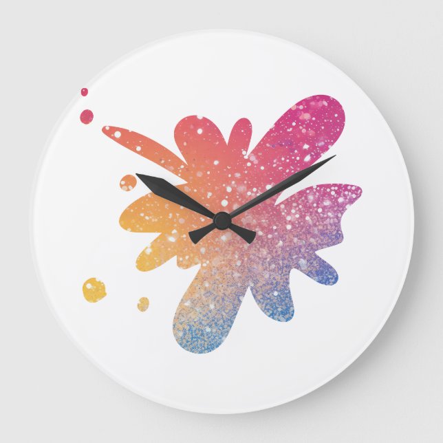 Modern Rainbow Sparkle Glitter  Large Clock (Front)