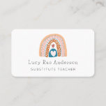 Modern Rainbow Substitute Teacher Business Card<br><div class="desc">Always have a way for teachers to contact you for future sub. dates with this beautiful calling card! Personalise with your own information easily.</div>