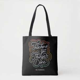 Modern Rainbow Swirl Teachers Get Things Done Tote Bag