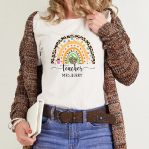 Modern Rainbow Teacher Add Your Name T-Shirt