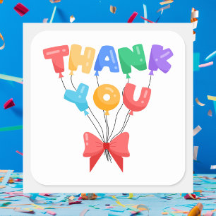 Modern Rainbow Thank You Birthday Square Sticker