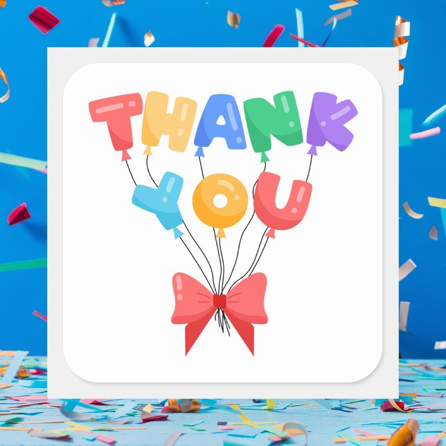 Modern Rainbow Thank You Birthday  Square Sticker (Creator Uploaded)