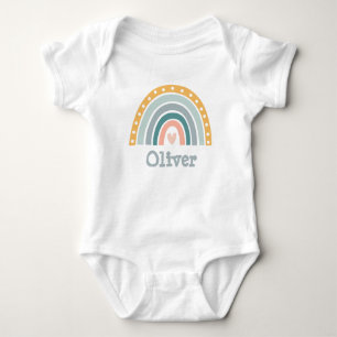 Modern Rainbow with a Heart Baby Bodysuit