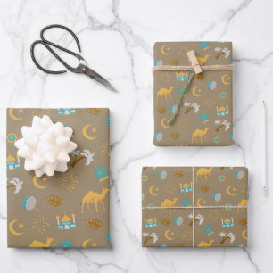Modern Ramadan Eid Mubarak Happy Eid Wrapping Paper Sheet