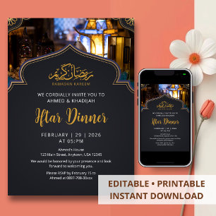Modern Ramadan Iftar Dinner Night Lanterns Invitation
