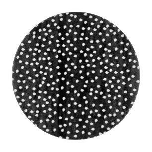 Modern Random Polka Dot Pattern Black and White Cutting Board