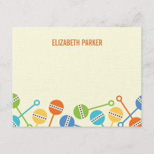 Modern Rattles Baby Shower Thank You Cards