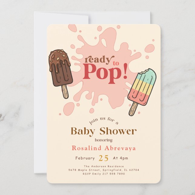 Modern Ready to Pop Popsicle Baby Shower Invitation (Front)