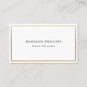 Modern Real Estate Agent Broker Luxury Gold Border Business Card