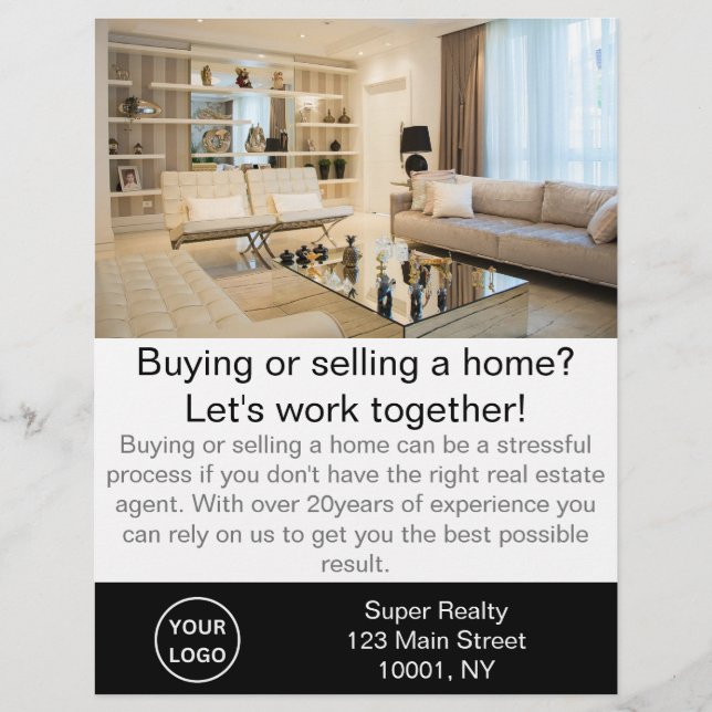 Modern Real Estate Agent Customisable  Flyer (Front)