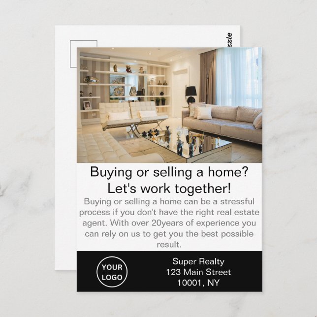 Modern Real Estate Agent Customisable  Postcard (Front/Back)