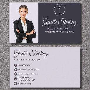 Modern Real Estate Agent Lilac Purple Photo Business Card