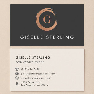 Modern Real Estate Agent Minimalist Rose Gold Business Card