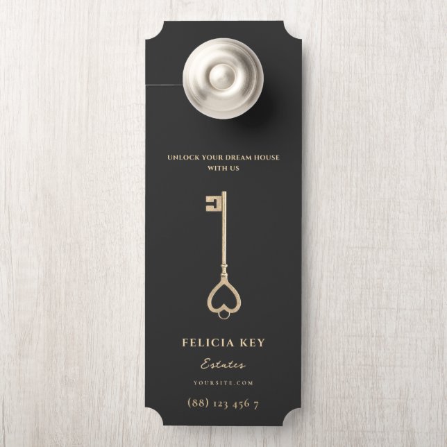 Modern Real Estate Agent QR Front Door Hanger (On Knob)