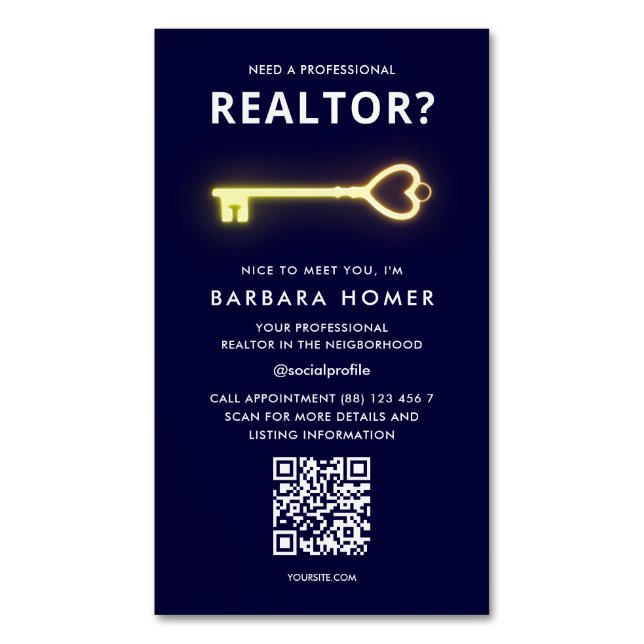 Modern Real Estate Agent Realtor Appointment Magnetic Business Card (Front Vertical)