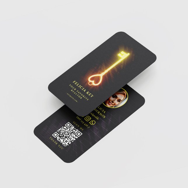 Modern Real Estate Agent Realtor Glowing Love Key Business Card (Creator Uploaded)