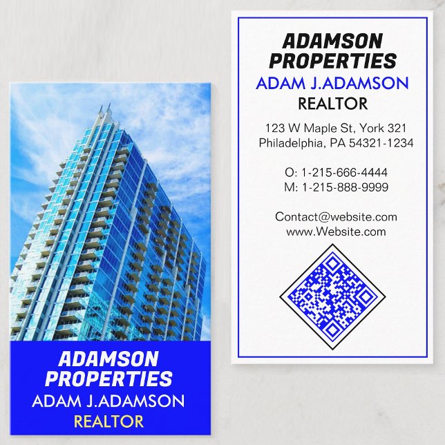 Modern Real Estate Agent (Realtor QR) Broker Business Card (property sales Real Estate)