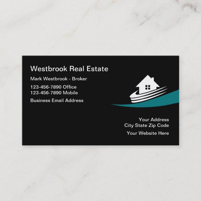 Modern Real Estate Broker And Agent Business Card (Front)
