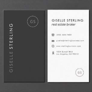 Modern Real Estate Broker Black Minimalist Business Card