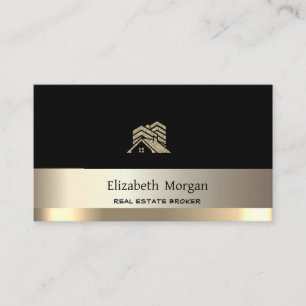 Modern Real Estate Broker Gold Glitter House Roof Business Card