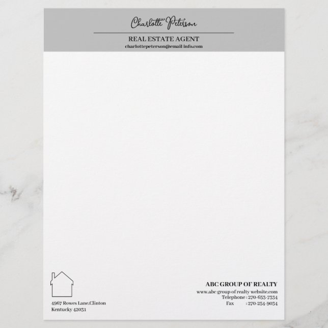 Modern Real Estate  Custom Letterhead (Front)