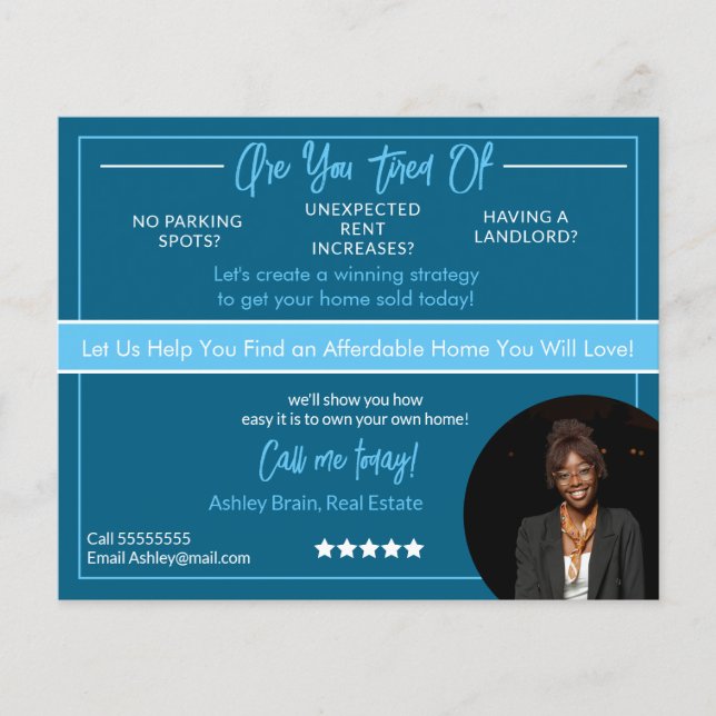 Modern Real Estate Flyer Template |Editable Rental (Front)