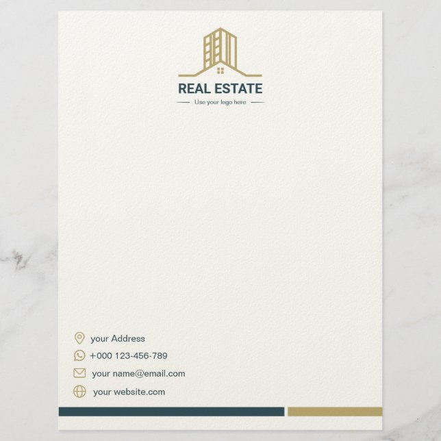 Modern Real Estate Letterhead Template (Front)