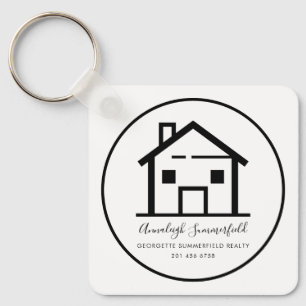 Modern Real Estate Logo and QR Code Business Key Ring