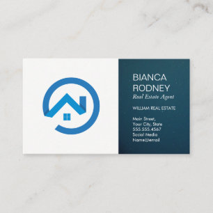 Modern Real Estate Logo Blue Properties Business Card