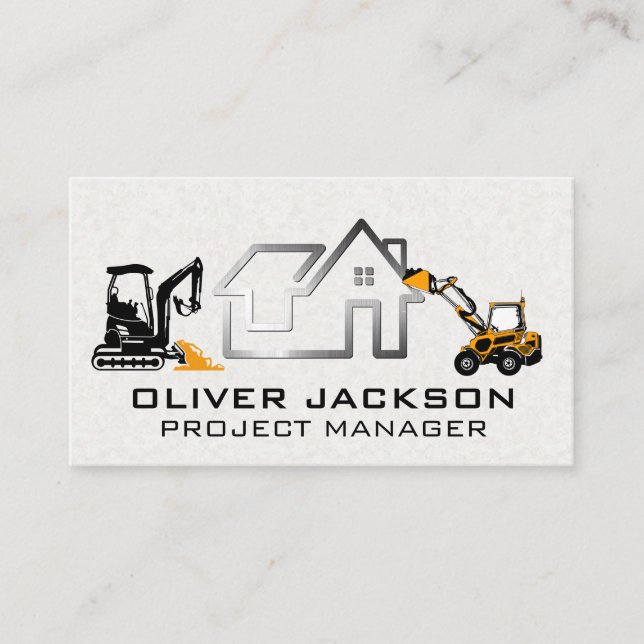 Modern Real Estate Logo | Construction Vehicles Business Card (Front)