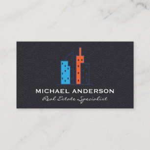 Modern Real Estate Logo Leather Business Card