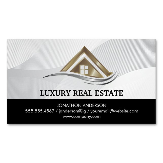 Modern Real Estate Logo | Property Management Magnetic Business Card (Front)