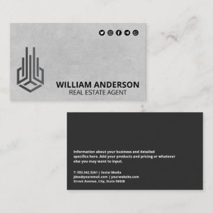 Modern Real Estate Logo   Social Media Icons Business Card