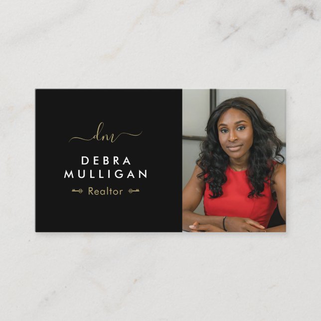 Modern Real Estate Monogram Business Card  (Front)