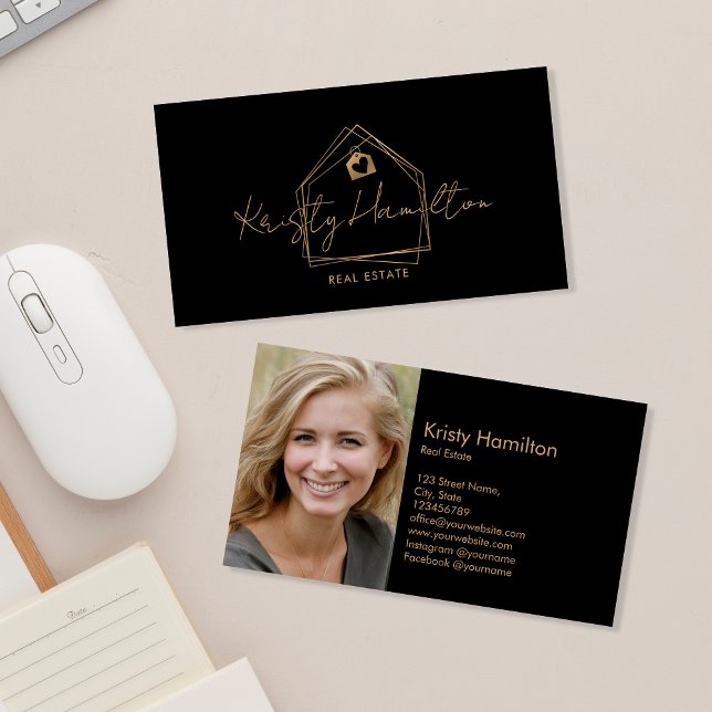 modern real estate professional realtor add photo business card (Modern professional realtor logo design for your real estate business)