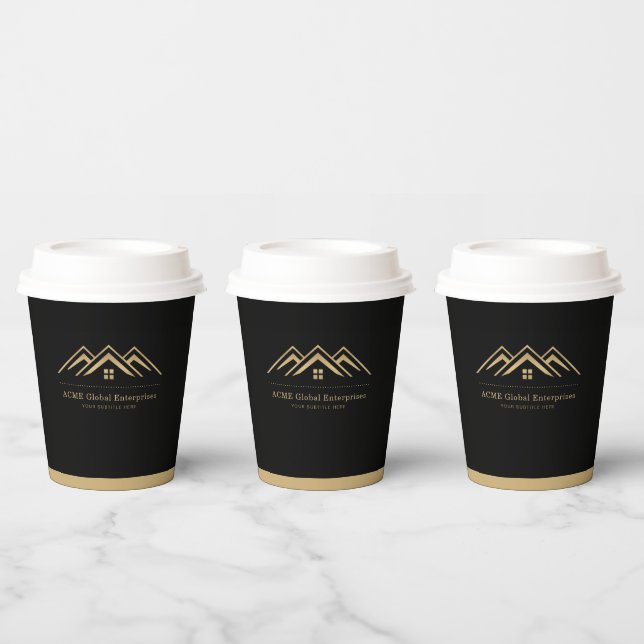 Modern Real Estate Promotional Realtor Logo Paper Cups (Multi)