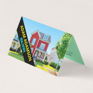 Modern Real Estate (QR Code) Home Broker Folded  Business Card