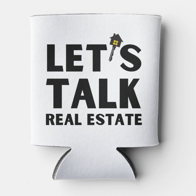 Modern Real Estate QR Code Marketing Drink Can Cooler (Front)