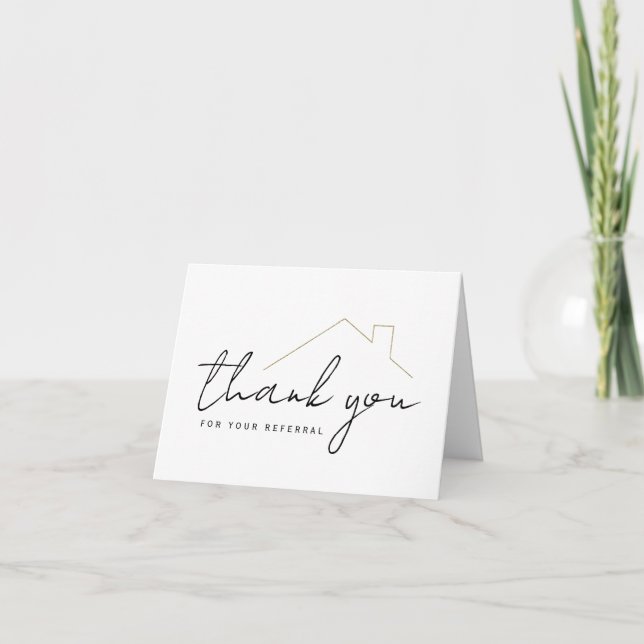Modern Real Estate Referral  Thank You Card (Front)