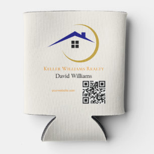 Modern Real Estate white and gold custom logo Can Cooler