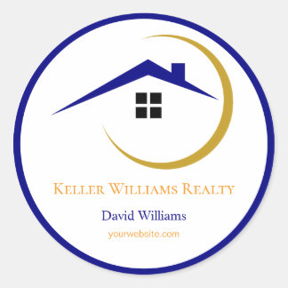 Modern Real Estate white and gold custom logo  Classic Round Sticker
