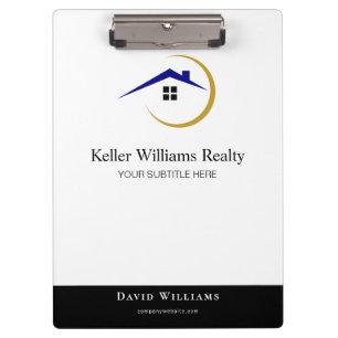 Modern Real Estate white and gold custom logo  Clipboard