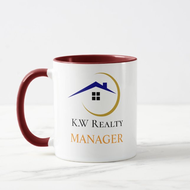 Modern Real Estate white and gold custom logo  Mug (Left)