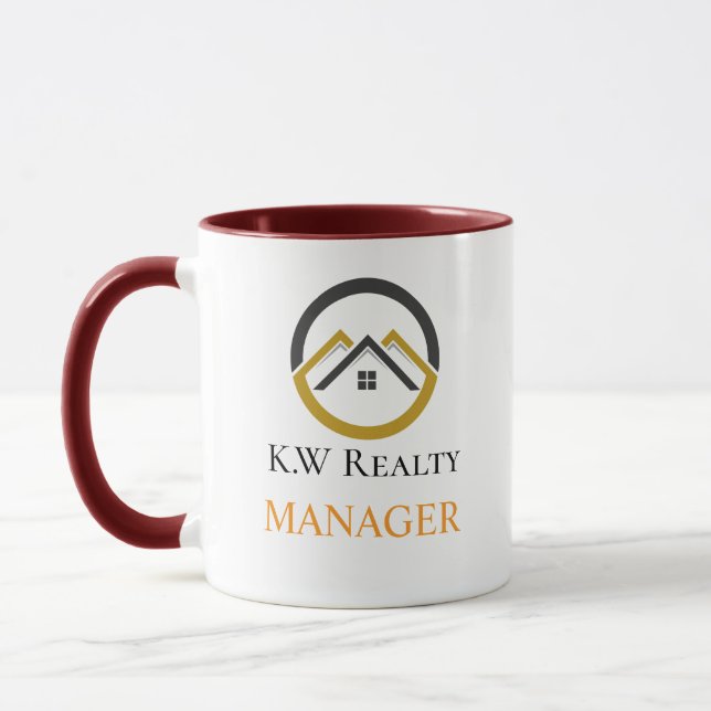 Modern Real Estate white and gold custom logo  Mug (Left)